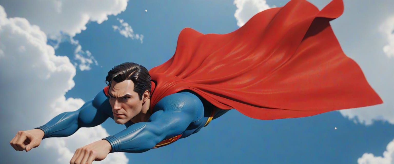 Superman Flying Through Sky in Rutkowski Style