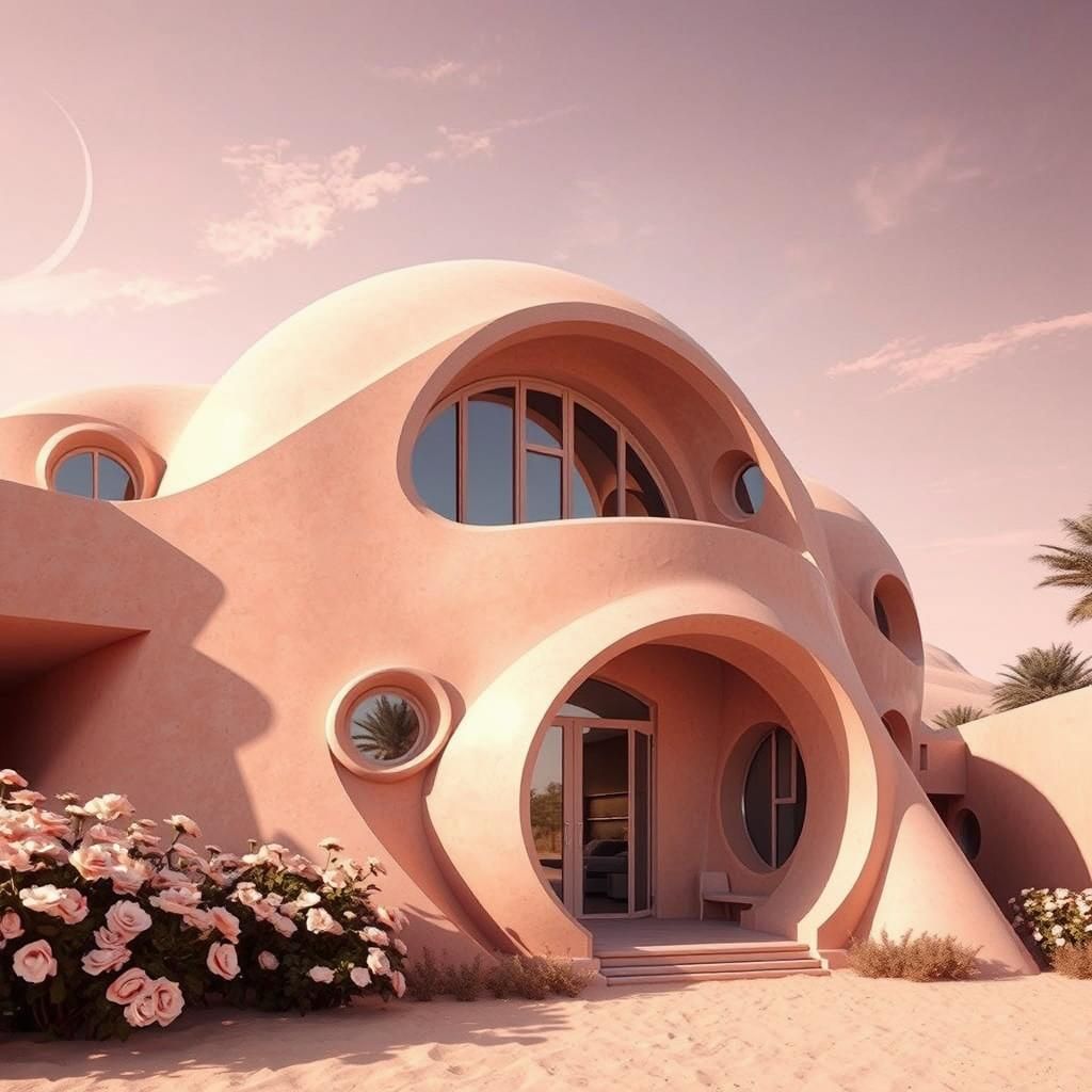 Rose-Inspired House in Parametric Style 3D Render