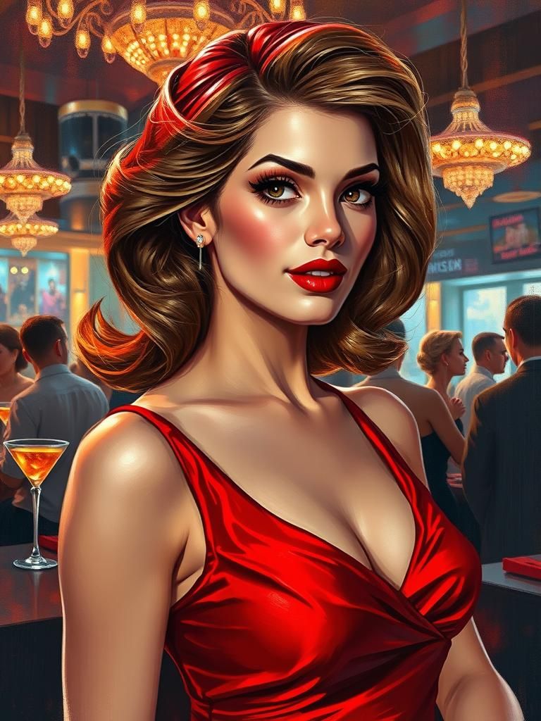 1960s Nightclub Scene in Impressionist Style