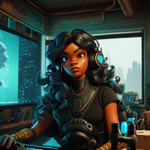 Girl Gaming in New York Lofi Apartment