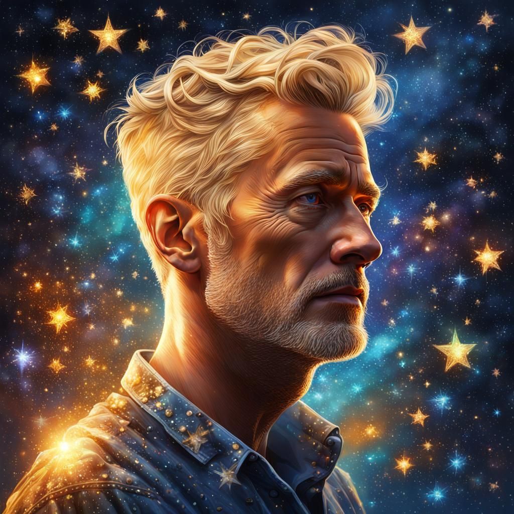 Starry Sky Portrait of a Blonde Man