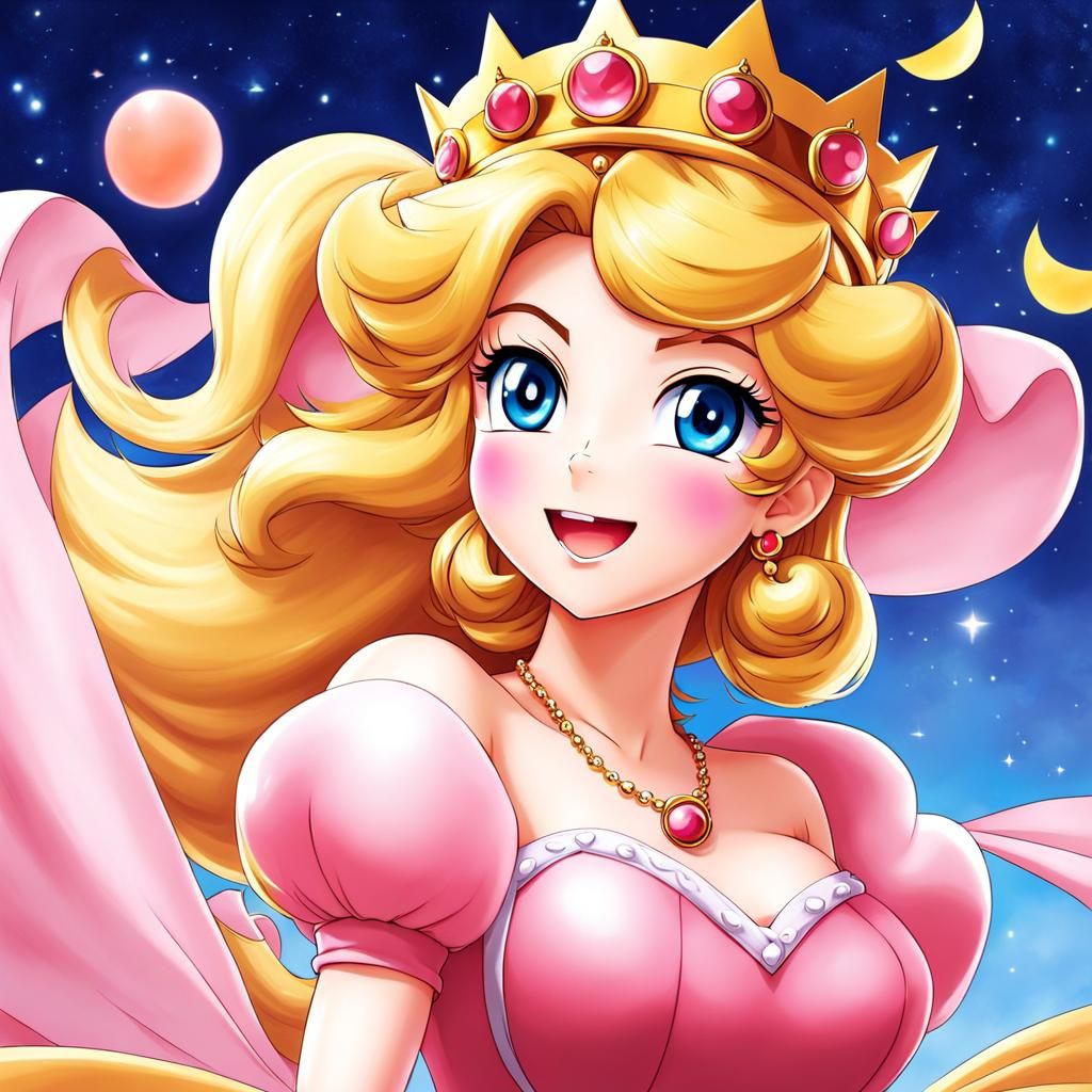 Princess Peach in Anime Key Visual Style