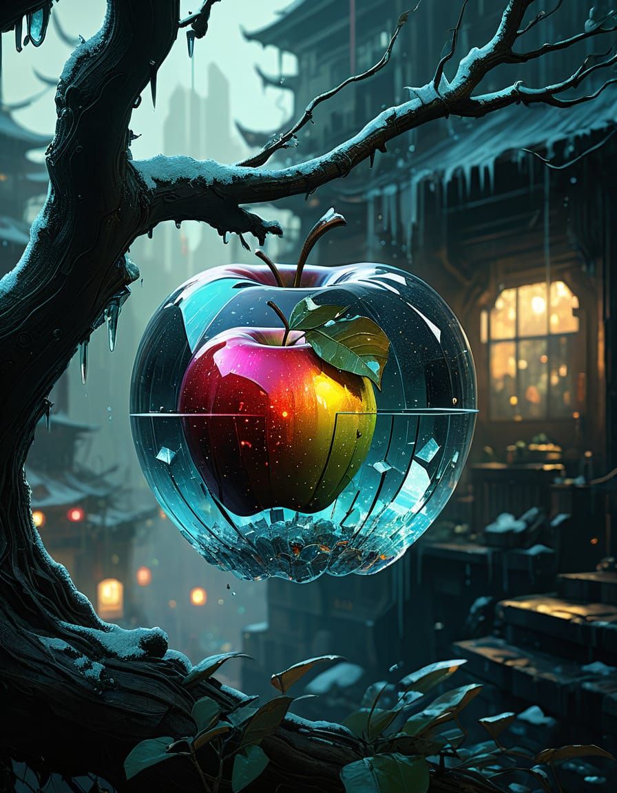 Crystal Apple Macro in Dreamlike, Lo-Fi Aesthetic