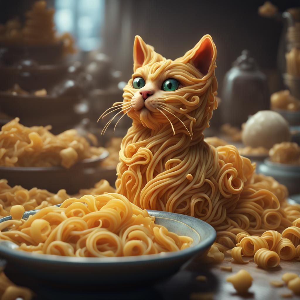 Pasta Cat Fantasy Concept Art
