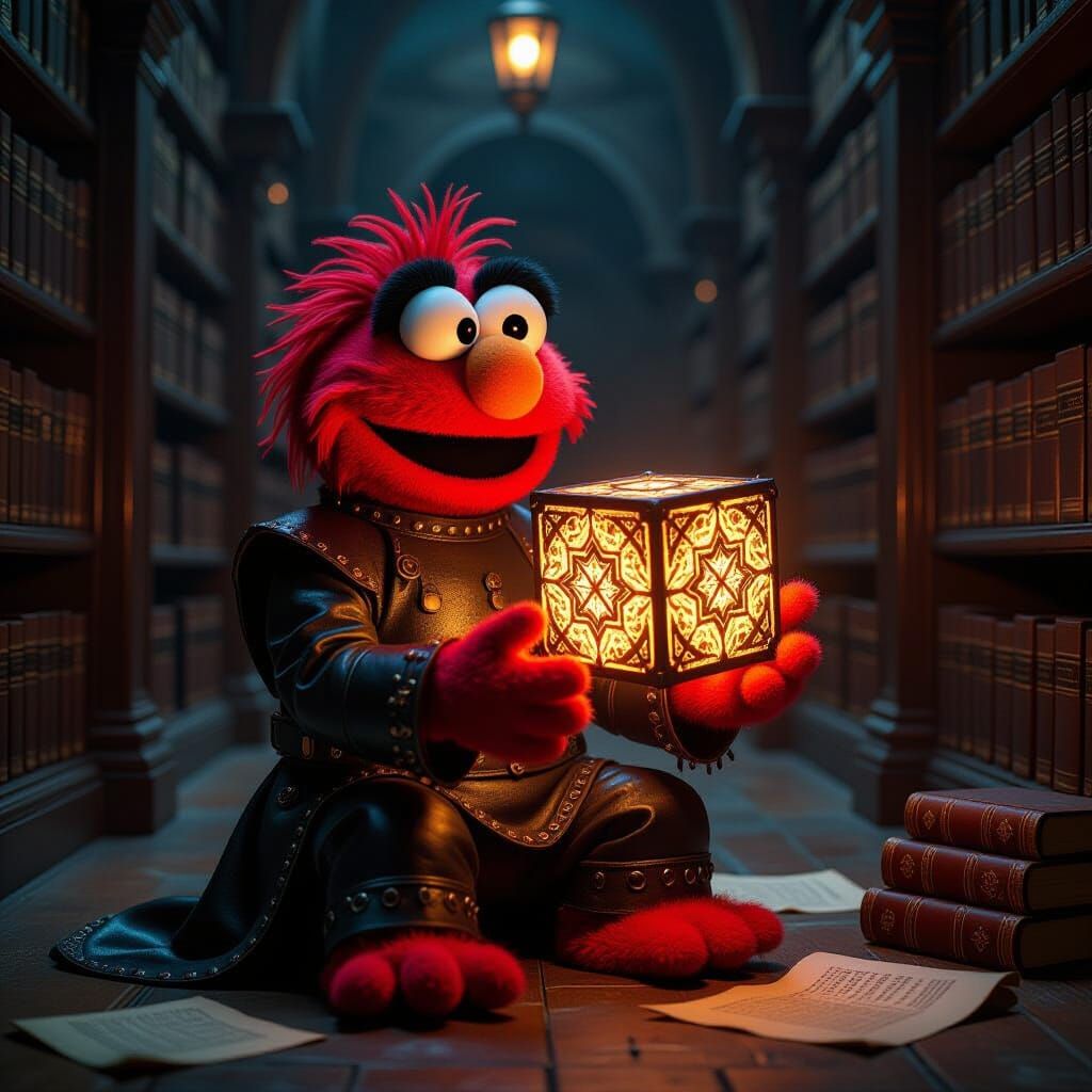 Elmo as Cenobite with Lament Configuration Cube