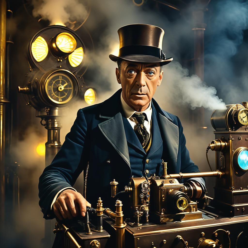 Buster Keaton as Doctor Who in Steampunk Time Machine