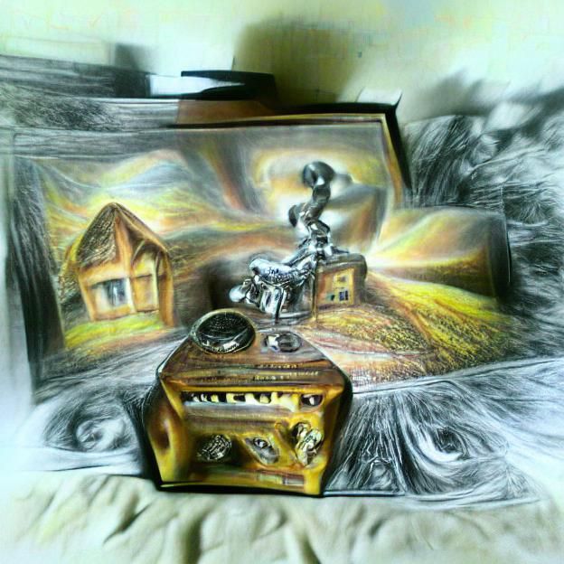 Hyperdetailed Charcoal Music Box in Surrealist Style