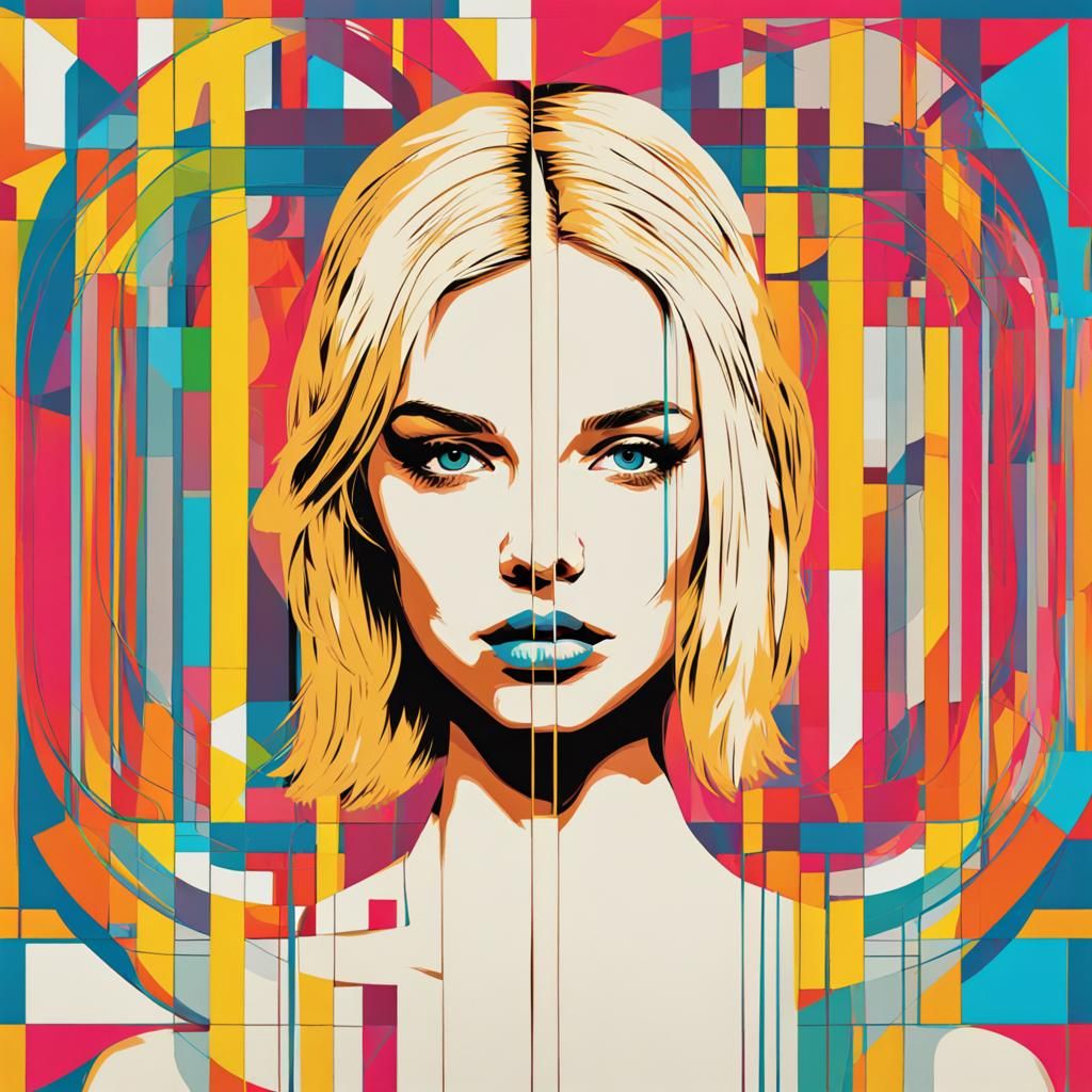 Psychedelic Blond Girl in Pop Art Style