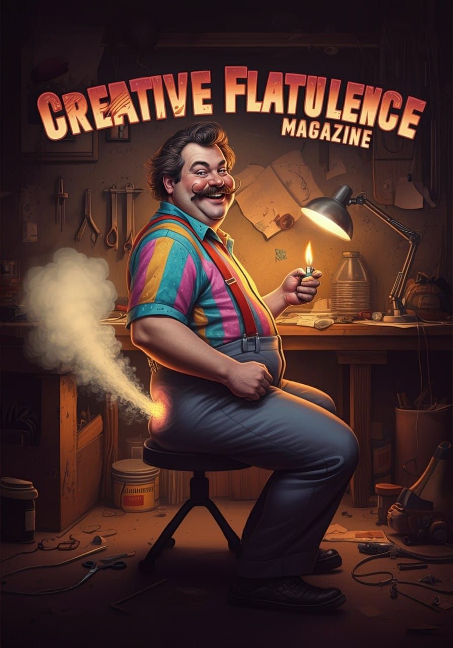 Humorous Gas Ignition in 1980s Pop Art Style