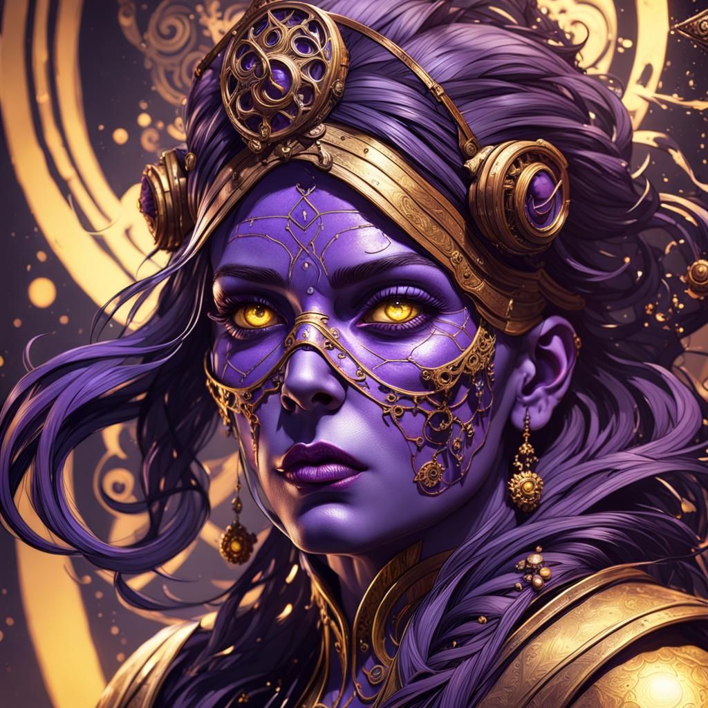 Four-Eyed Lady in Dark Fantasy Style