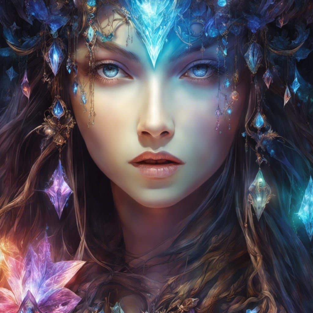 Crystalline Concept Art with Glowing Outlines