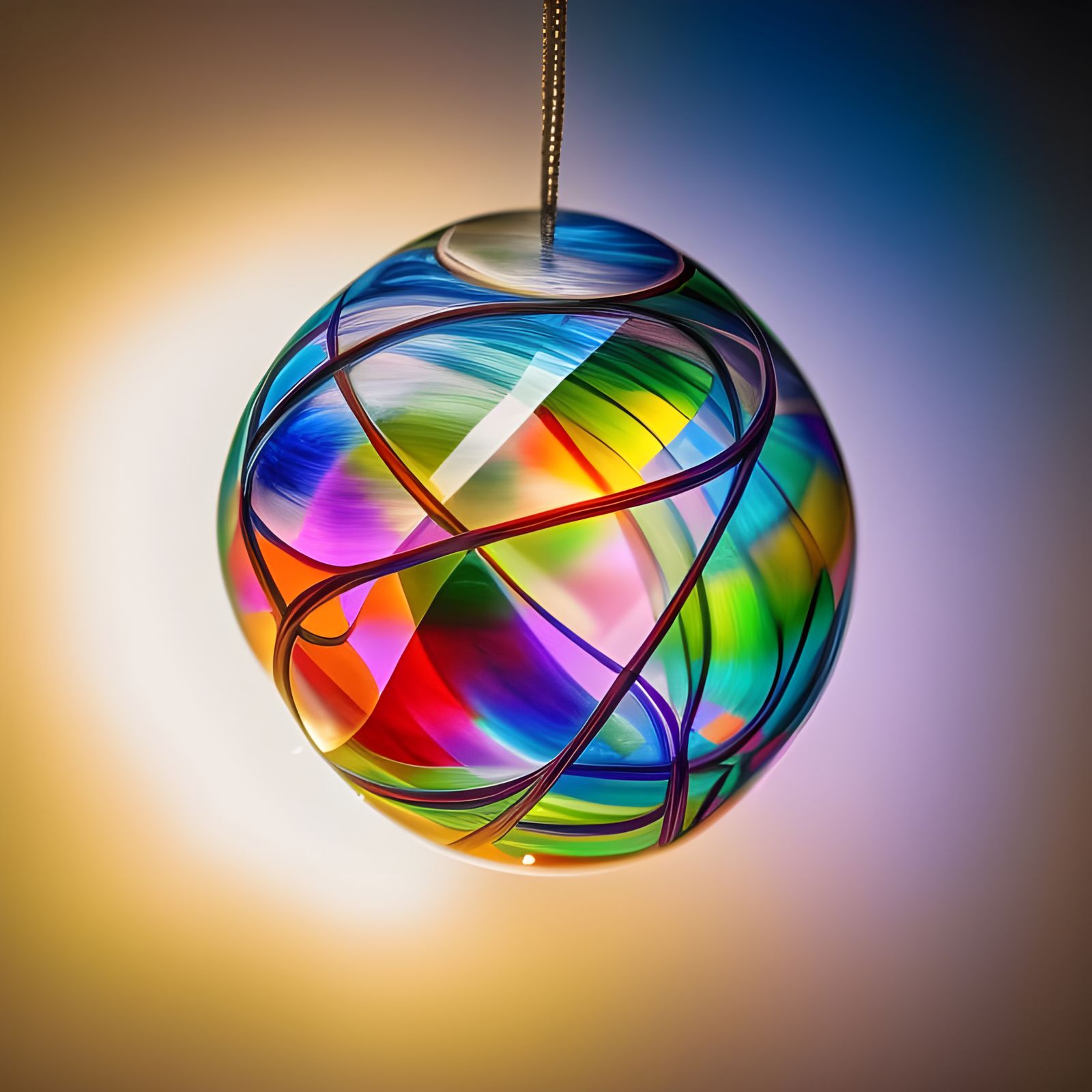 Mesmerizing Ribbons Inside Transparent Orb, Surrealist Photo