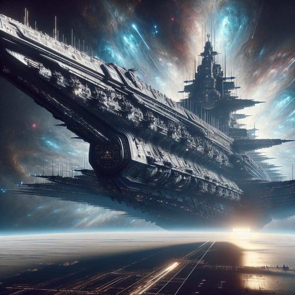 Colossal Dreadnought Warship: An Epic Sci-Fi Masterpiece