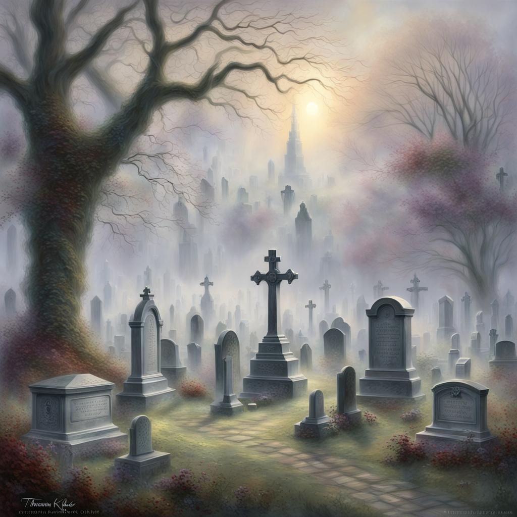 Ethereal Souls Ascend in Graveyard Fantasy