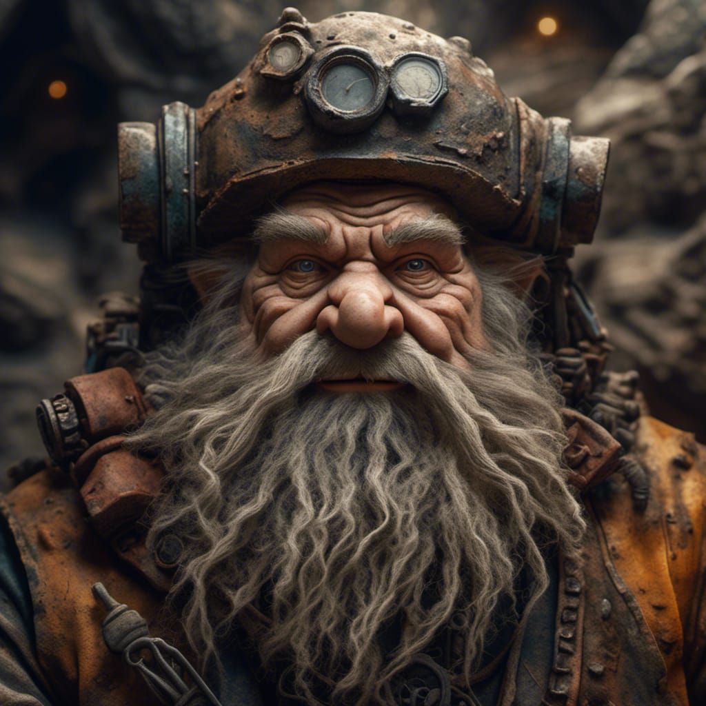 Dusty Dwarf Engineer in Hyperreal Style