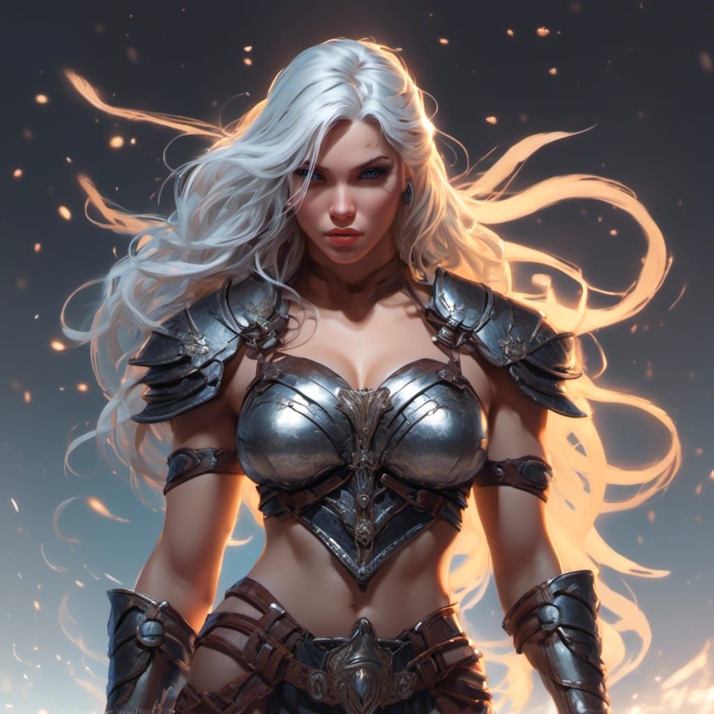 Muscular Barbarian Girl in Dark Fantasy Style