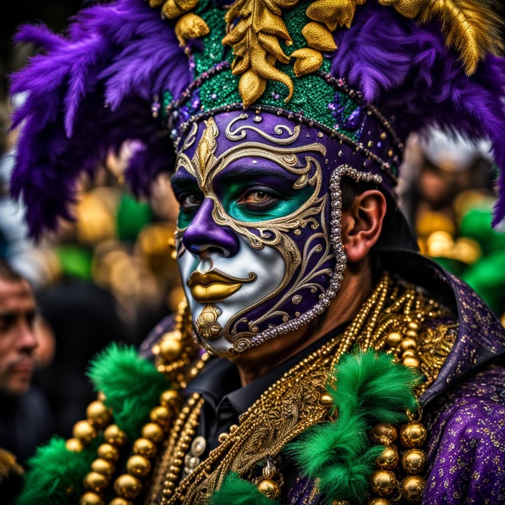 Hyperrealistic Mardi Gras Scene in High Definition