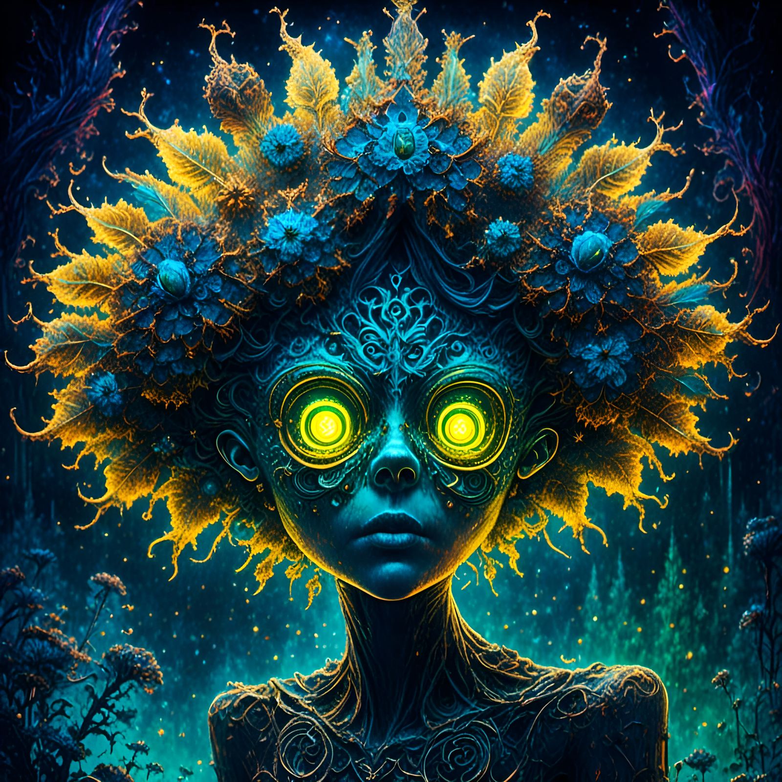 Psilocybin: Hyperrealistic Masterpiece with Glowing Runes