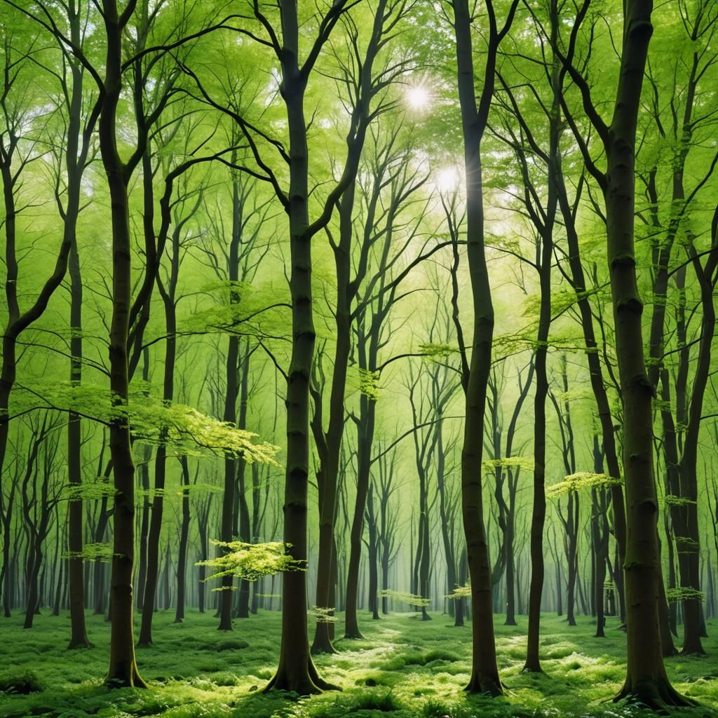 Inspirational Forest Scene in Sunlight