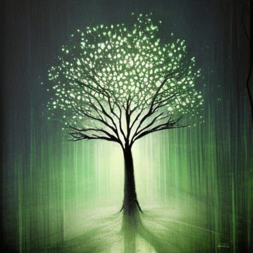 Luminescent Tree: Abstract Digital Art