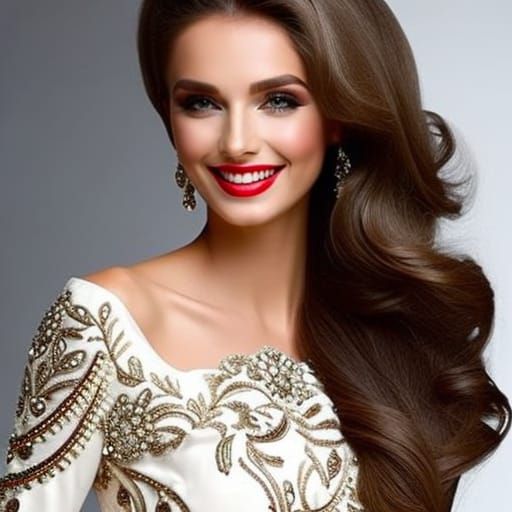 Gorgeous German Lady with Embroidered Dress