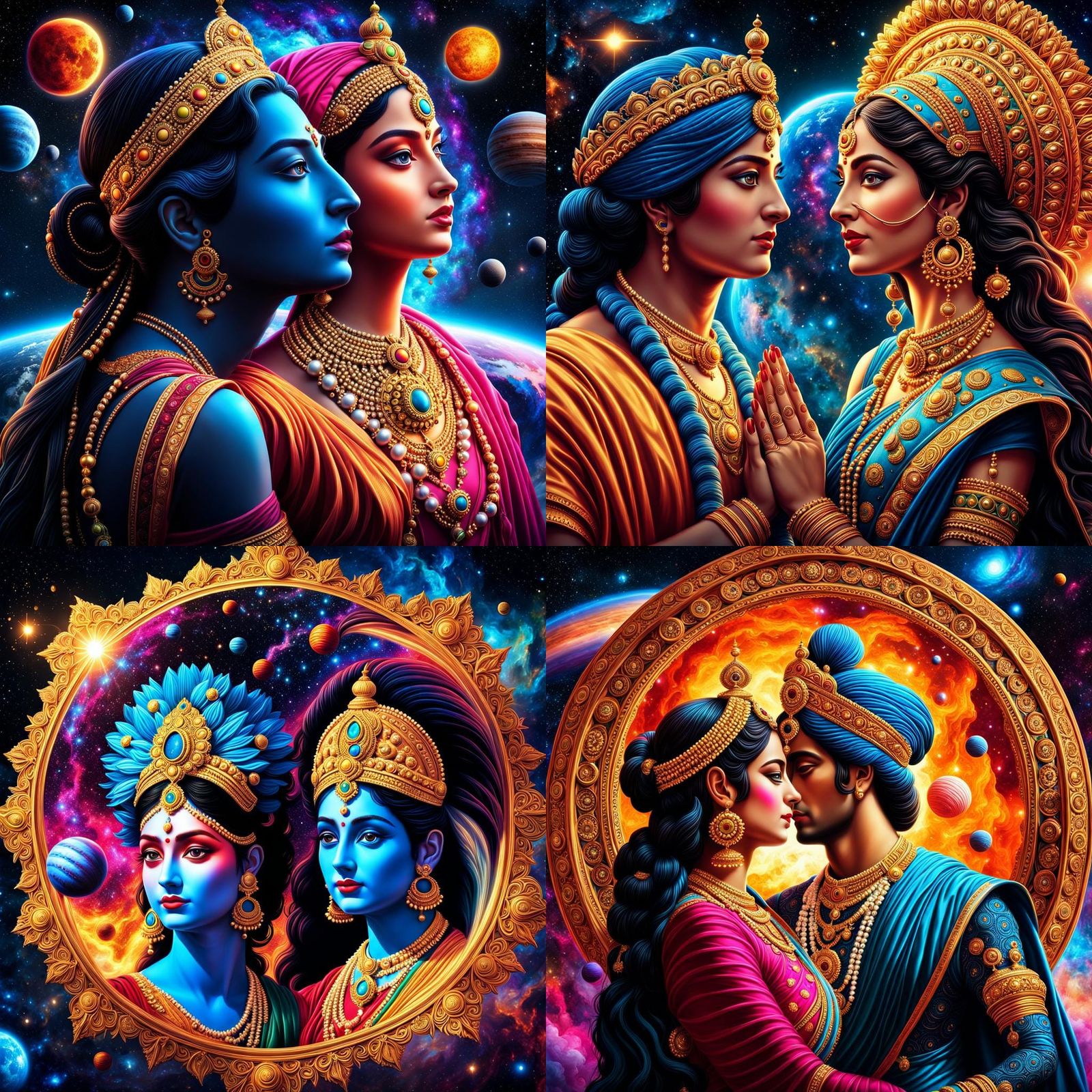 Krishna and Radha in Harmonious Cosmic Dance