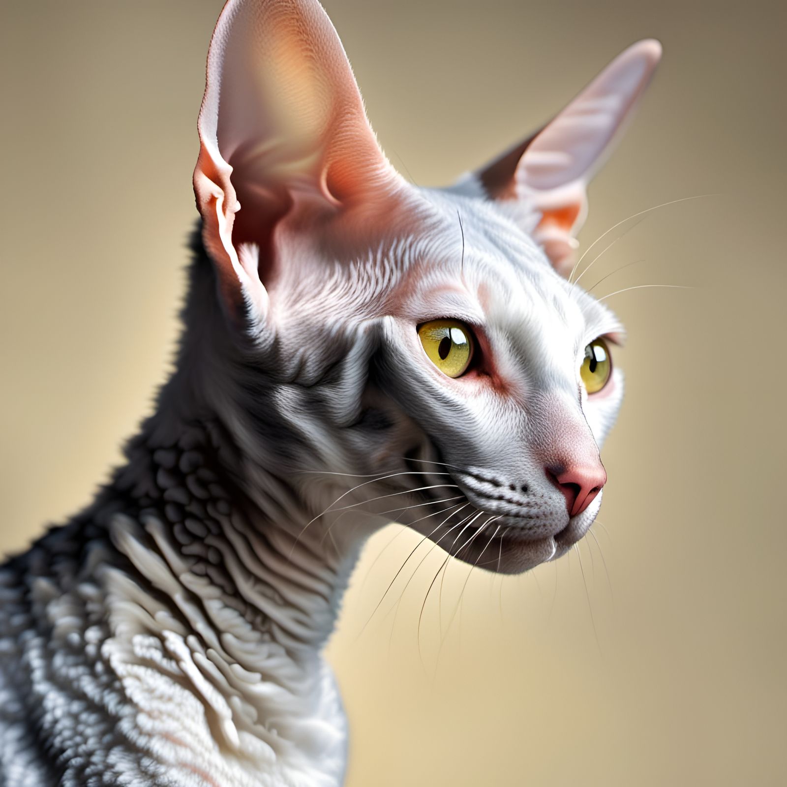 Elegant Cornish Rex Cat Portrait in 8K