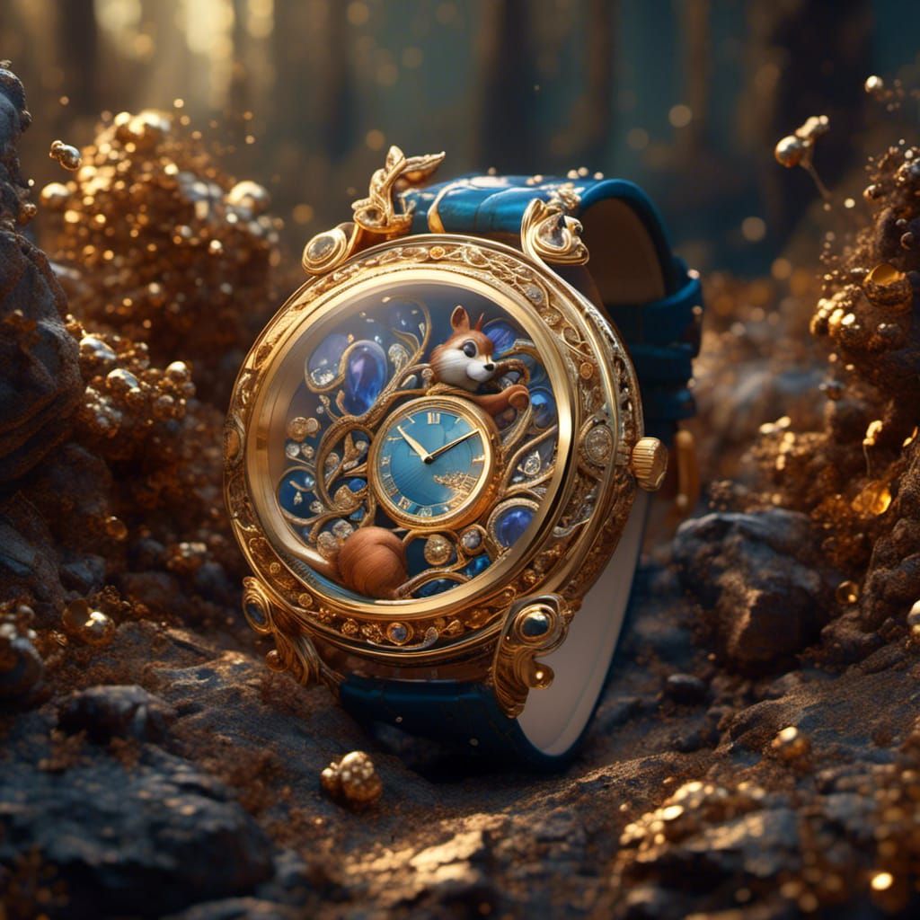 Intricate Gold Chip and Dale Diamond Watch