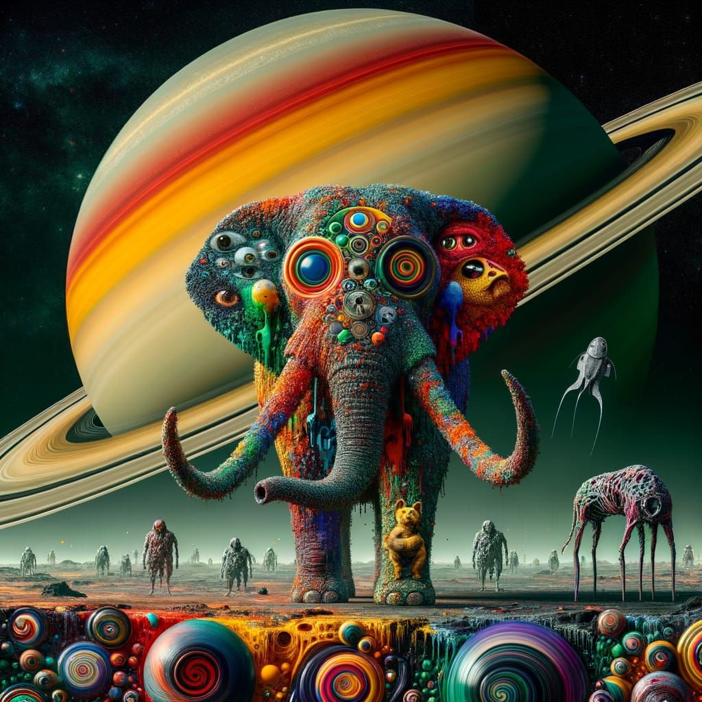 Surreal Elephant in Cosmic Chaos