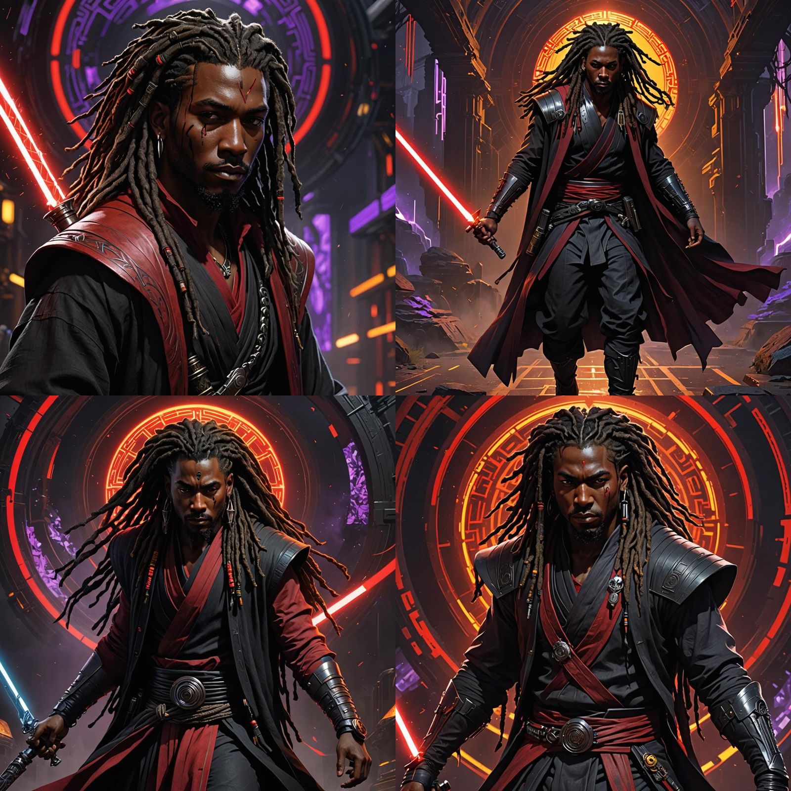 Black Jedi in Red and Black: Dark Fantasy Art