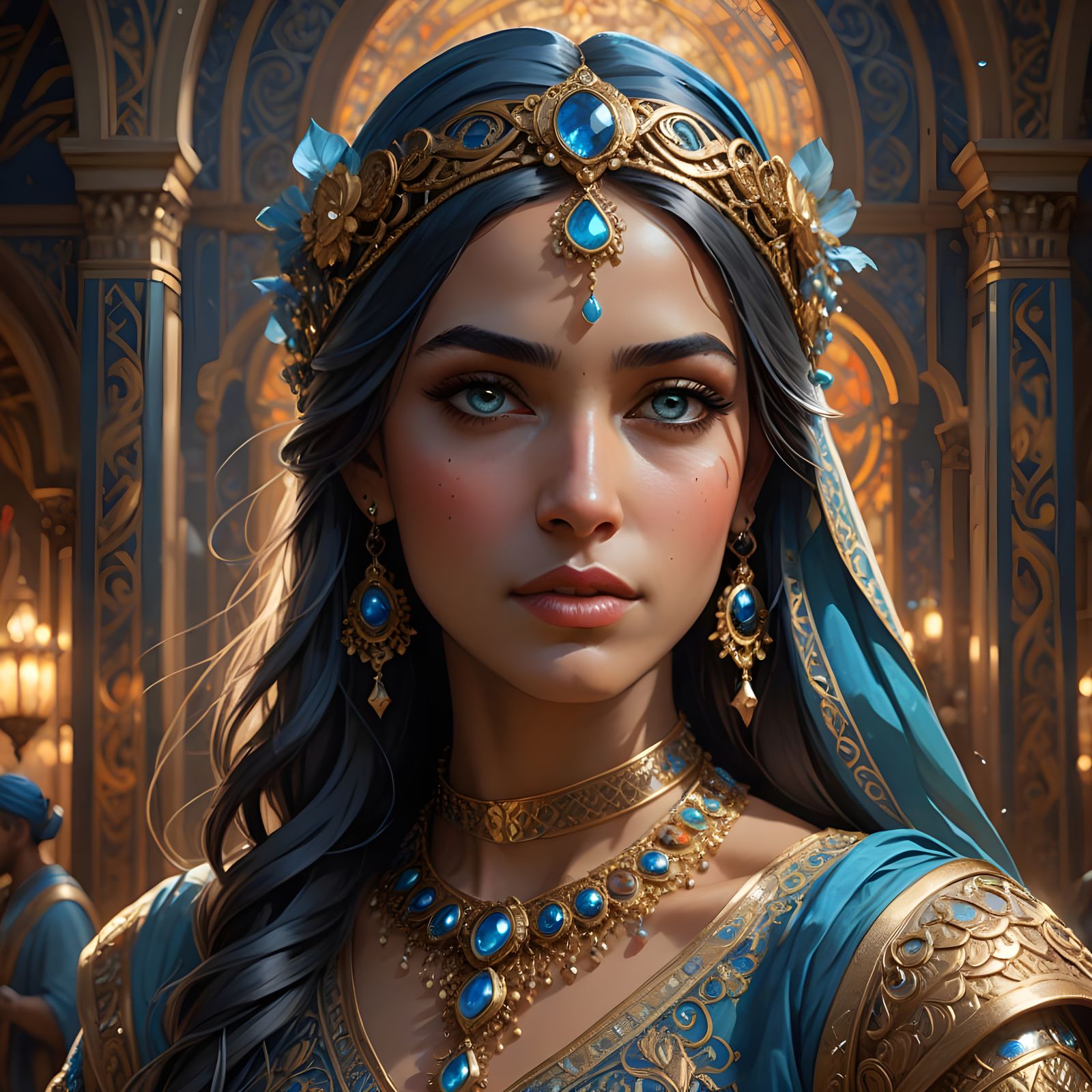 Ethereal Arabian Beauty in Traditional Regalia