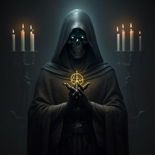 Macabre Grim Reaper in Dark Fantasy Oil Painting