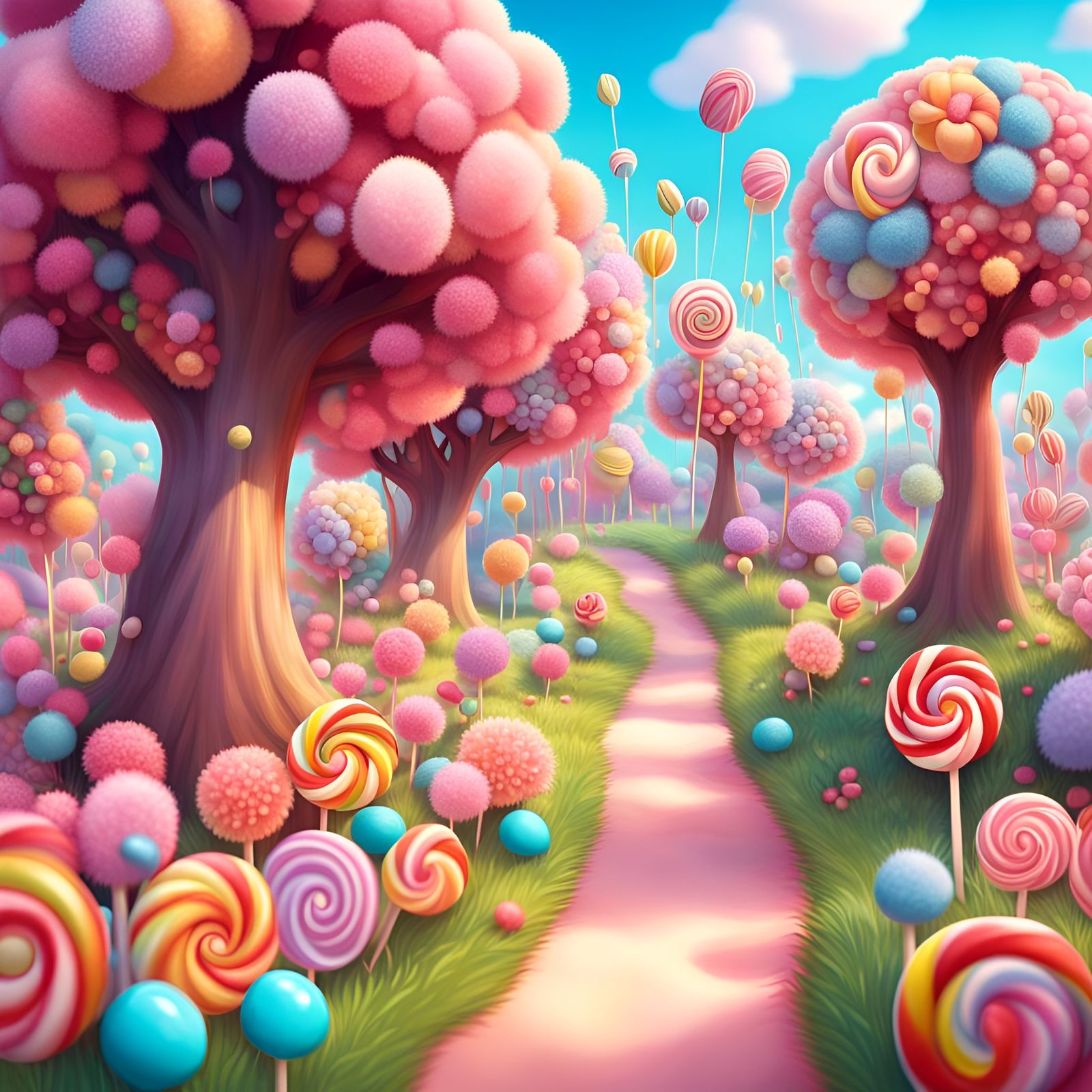 Hyperdetailed Candy World Storybook Illustration