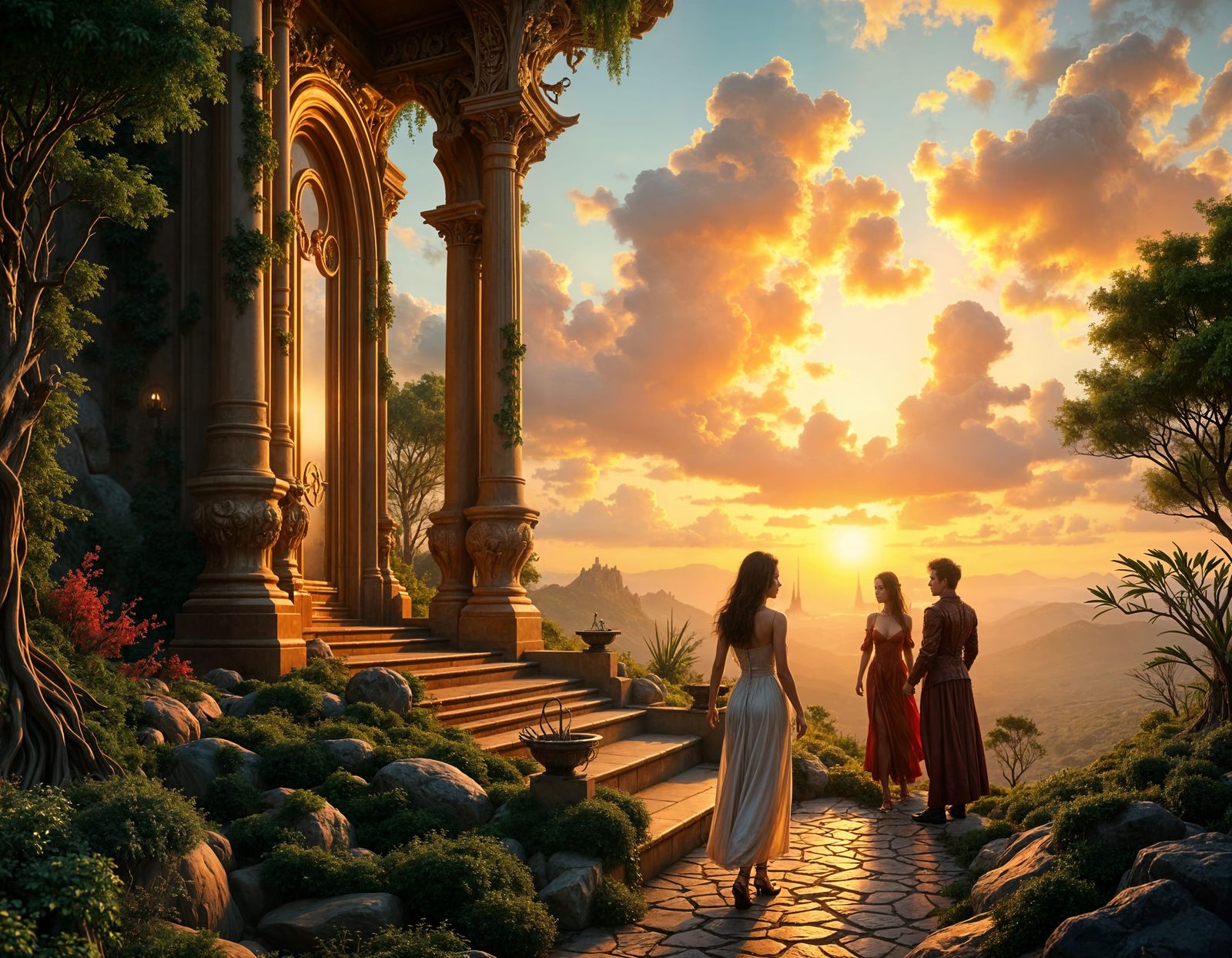 The Three Great Artists meet at the Great Door