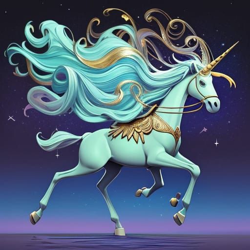 Majestic Lavender Unicorn in Whimsical Surrealist Landscape