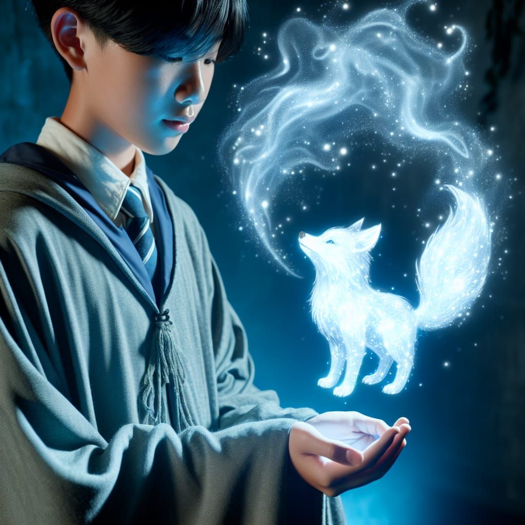 Ethereal Fox Patronus Cast by Young Wizard