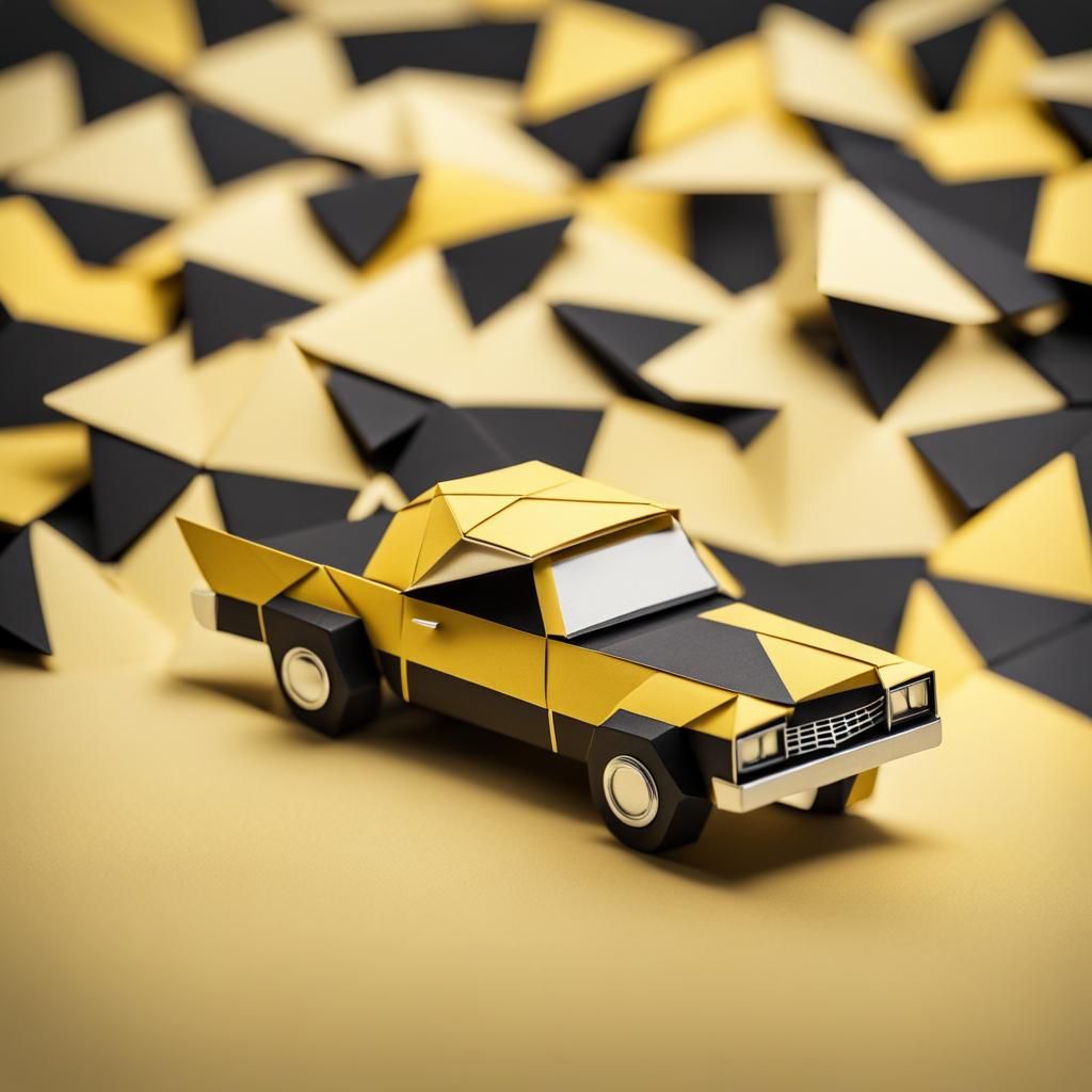 Vintage Black and Yellow Origami El Camino