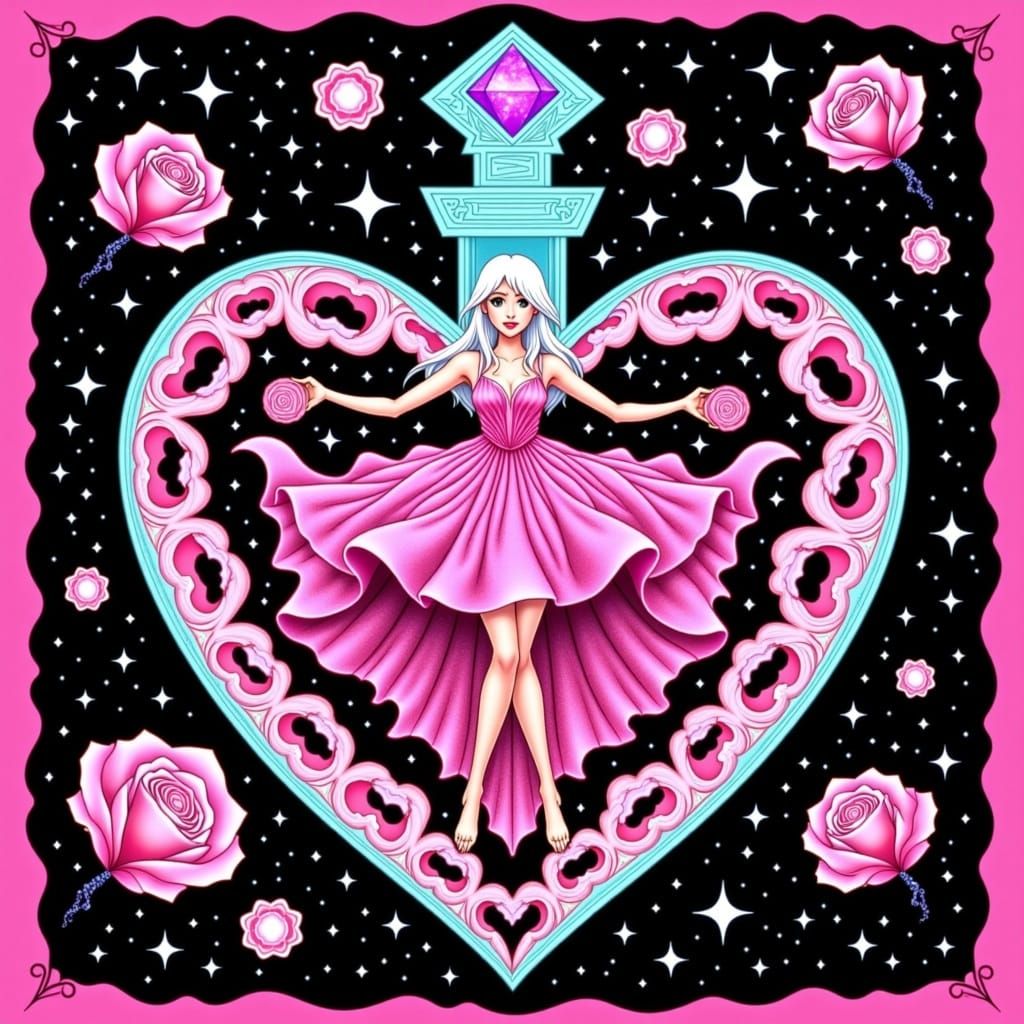 Galactic Goddess with Whimsical Potion Bottle