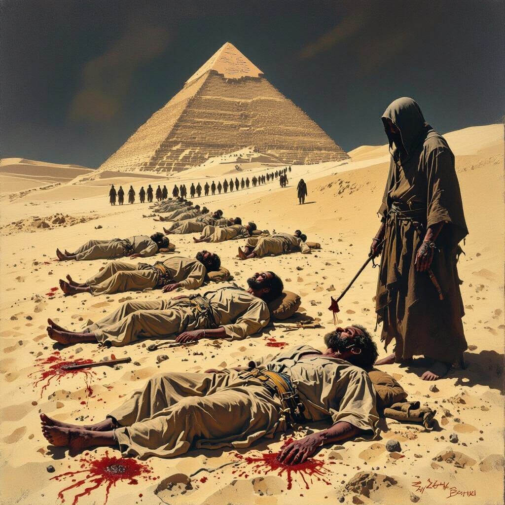 Exhausted Workers in Desert, Cinematic Realism