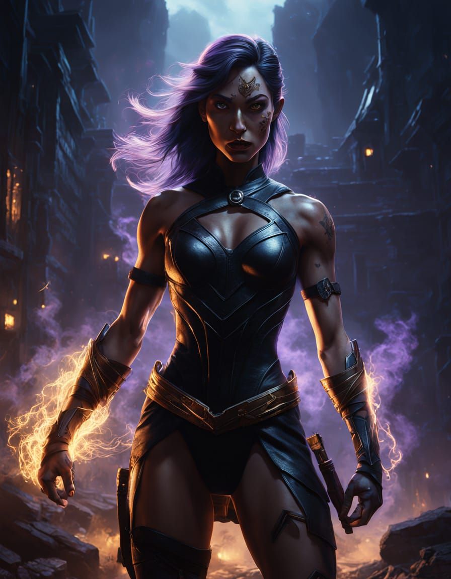 Ethereal Elf Warrior in Darkened Landscape