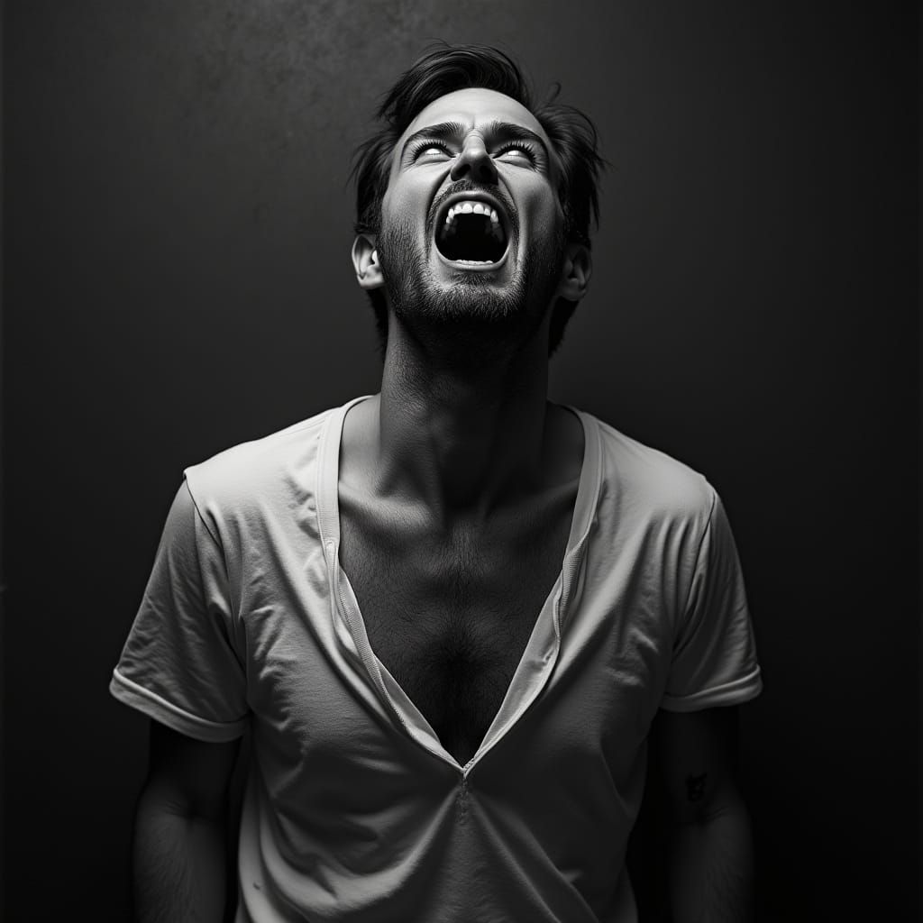 Terrifying Mouth in Navel, Grotesque Art Style