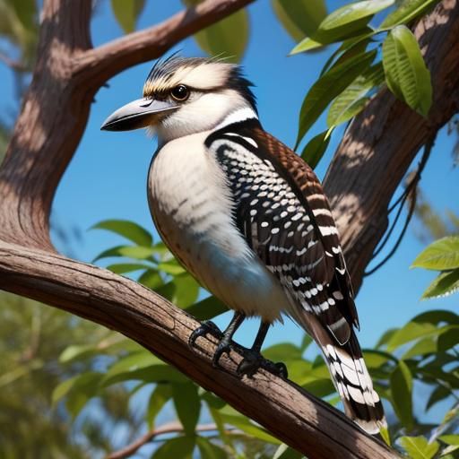 Kookaburra Perched on Eucalyptus Branch