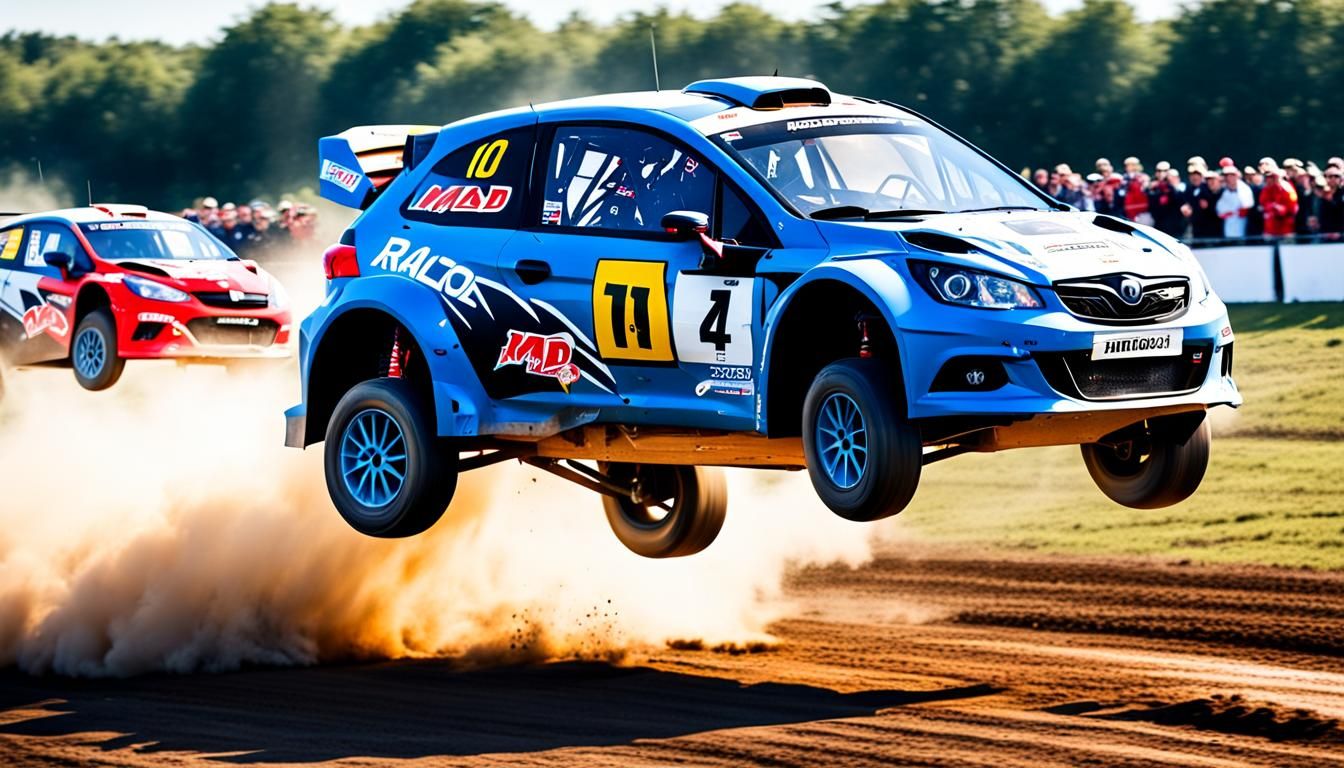 Rallycross Racing Car Jumping Action