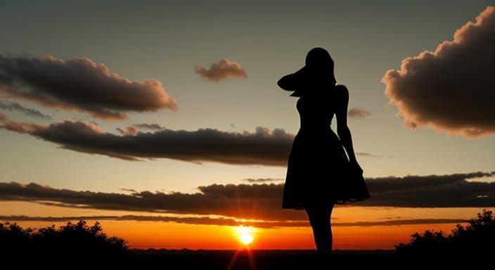 Sublime Sunset Silhouette in Verdant Bloom