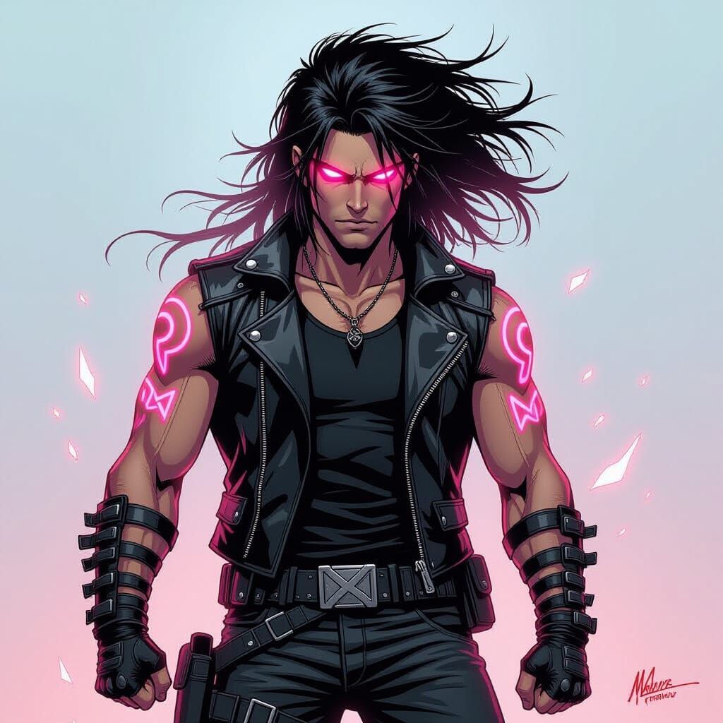 Warrior with Time and Space Powers in Comic Style