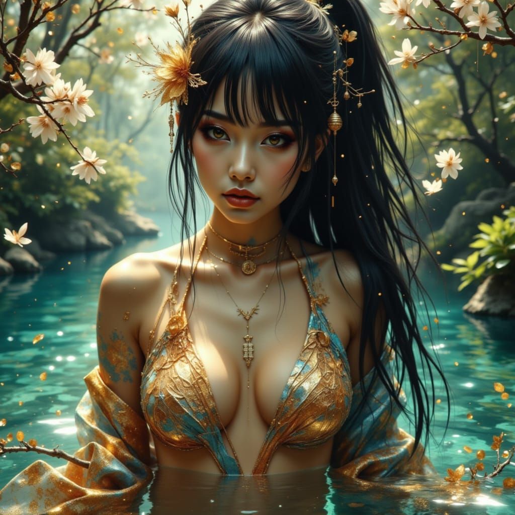 Surreal Geisha Princess in Crystal Kimono