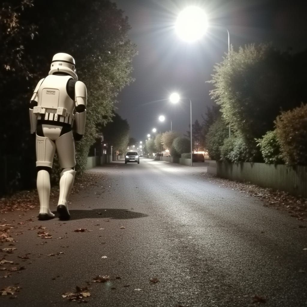 Lost Stormtroopers Wandering a Dark City Street