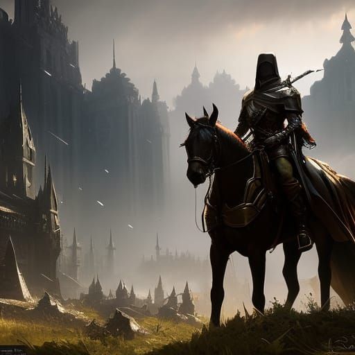 Abandoned Knight in Dark Fantasy Battlefield