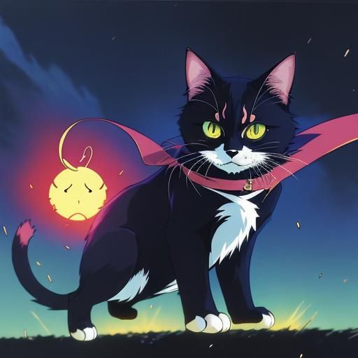 Anime Cat in Cel-Shaded Manga Style