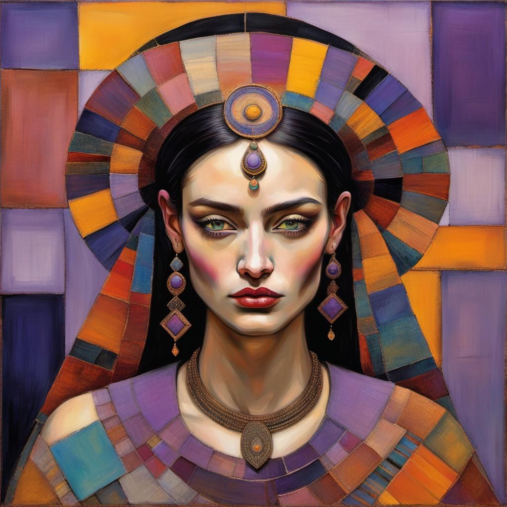 Andean Princess Portrait in Colorful Oil Painting Style